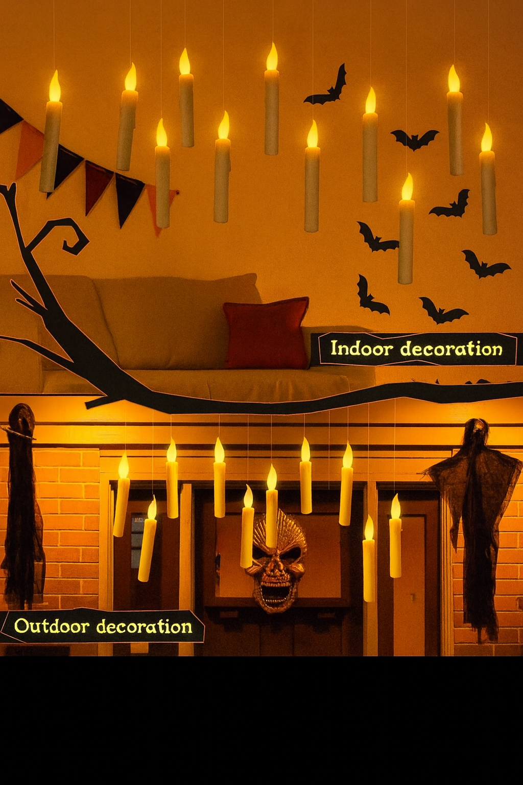 Wand & Glow™ 12 Hanging Flameless LED Candles with Wand Remote