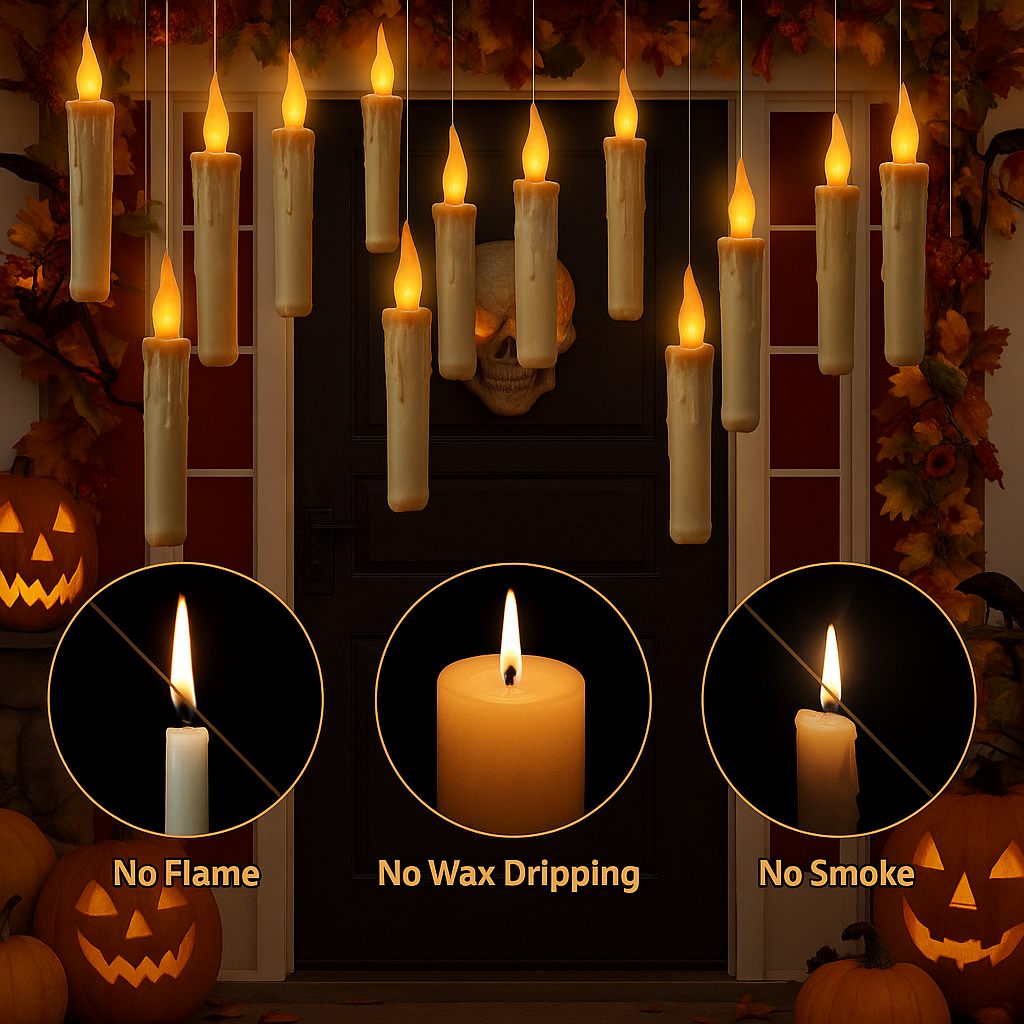 Wand & Glow™ 12 Hanging Flameless LED Candles with Wand Remote