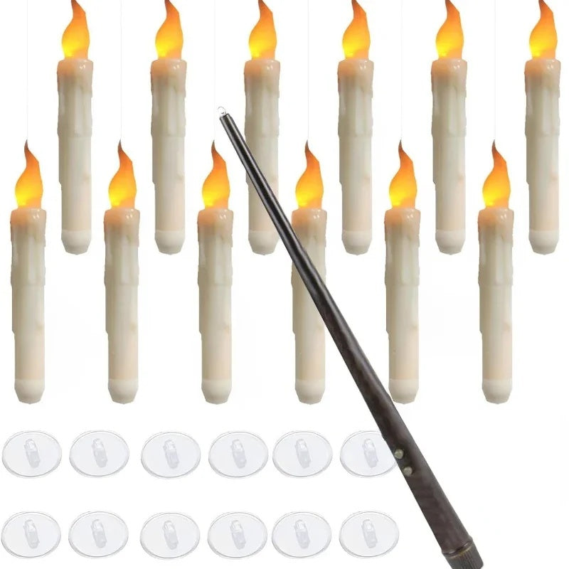 Wand & Glow™ 12 Hanging Flameless LED Candles with Wand Remote